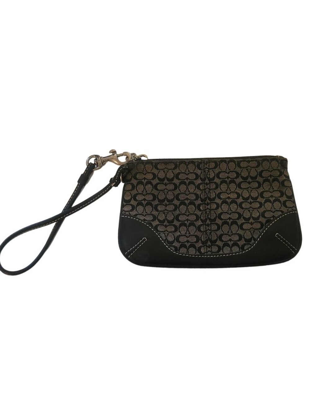 Vintage Coach Black Gray Signature Jacquard Wristlet Y2K